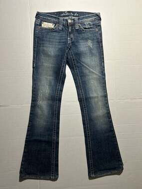 00s Y2K Plastic by Gly Style Low Rise Embellished Flap Pocket Bootcut Jean 27x31